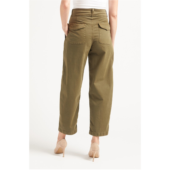 EDWIN NWT Evereve Olive Green Isla Pleated Barrel Leg Trouser Pant // 26 - Picture 2 of 15